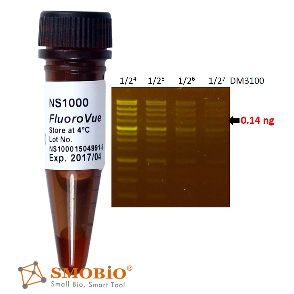[NS1000] FluoroVue™藍光/紫外光雙用萬倍螢光核酸無毒安全染料, 500 μl