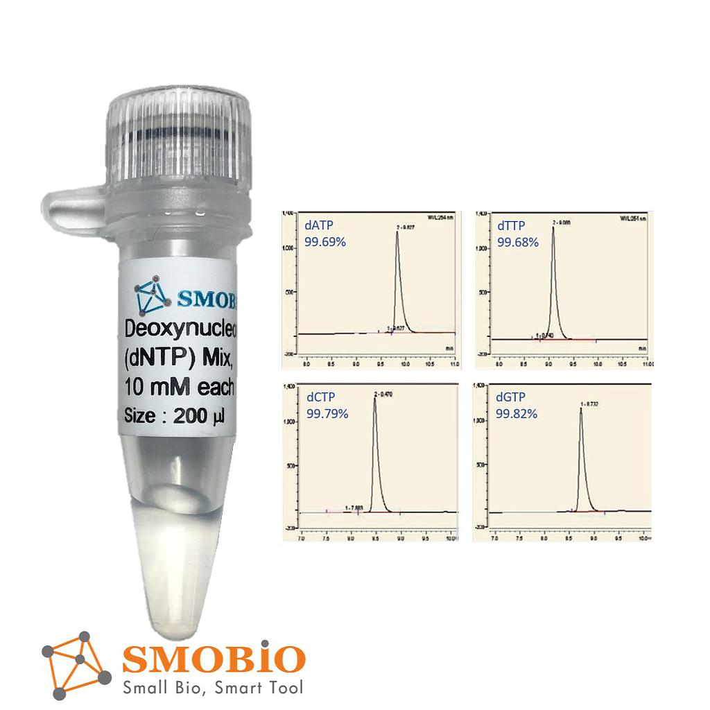 [CD1011] SMOChem™去氧核糖核苷三磷酸混合溶液(dNTP), 每種10 mM（共40 mM）, 200 μl x 5